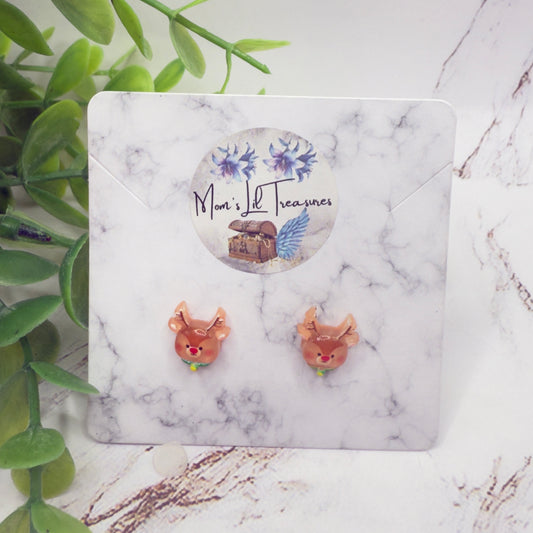 Christmas Reindeer Rudolph Post Doll Earrings • 2mm Post for 18 Inch Fashion Doll