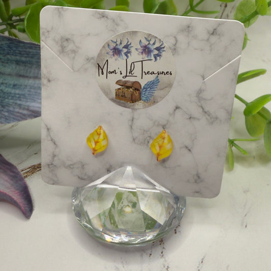 Yellow Golden Autumn Fall Leaf Post Doll Earrings •2mm Post • 18 Inch Fashion Doll