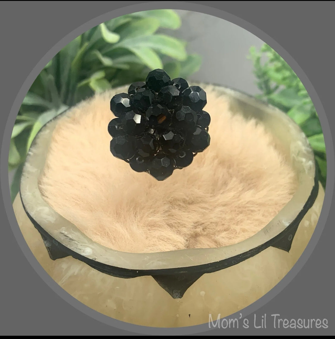 Hatpin - Stick Pin • Black Faceted Crystal Bead Cluster Gold Filigree Base - 3”