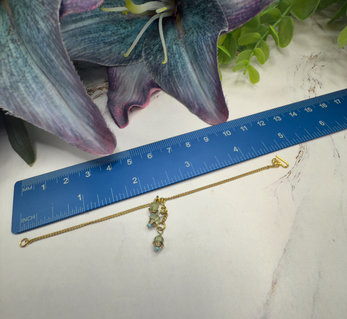 Green Blue Dangle Tassel Style Doll Necklace & Earrings Set • 16 Inch Fashion Doll Jewelry •