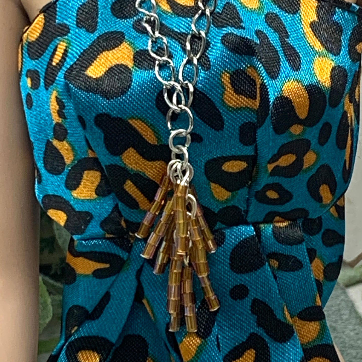 Brown Amber Glass Bead Tassel Style Doll Necklace Earring Set • 16” Doll Jewelry