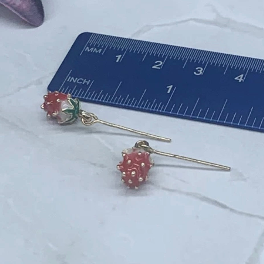 Strawberry Charm Gold Chain Doll Necklace Earring Bracelet Set 14” Wellie Wisher
