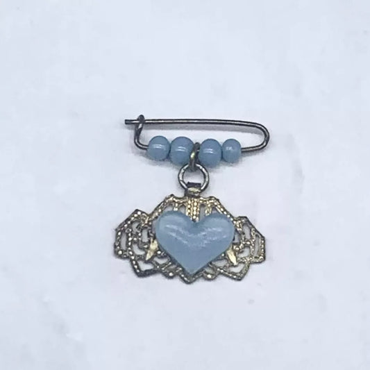 Blue Heart Beaded Gold Filigree Hair Clip Barrette • 18” Fashion Doll Accessory