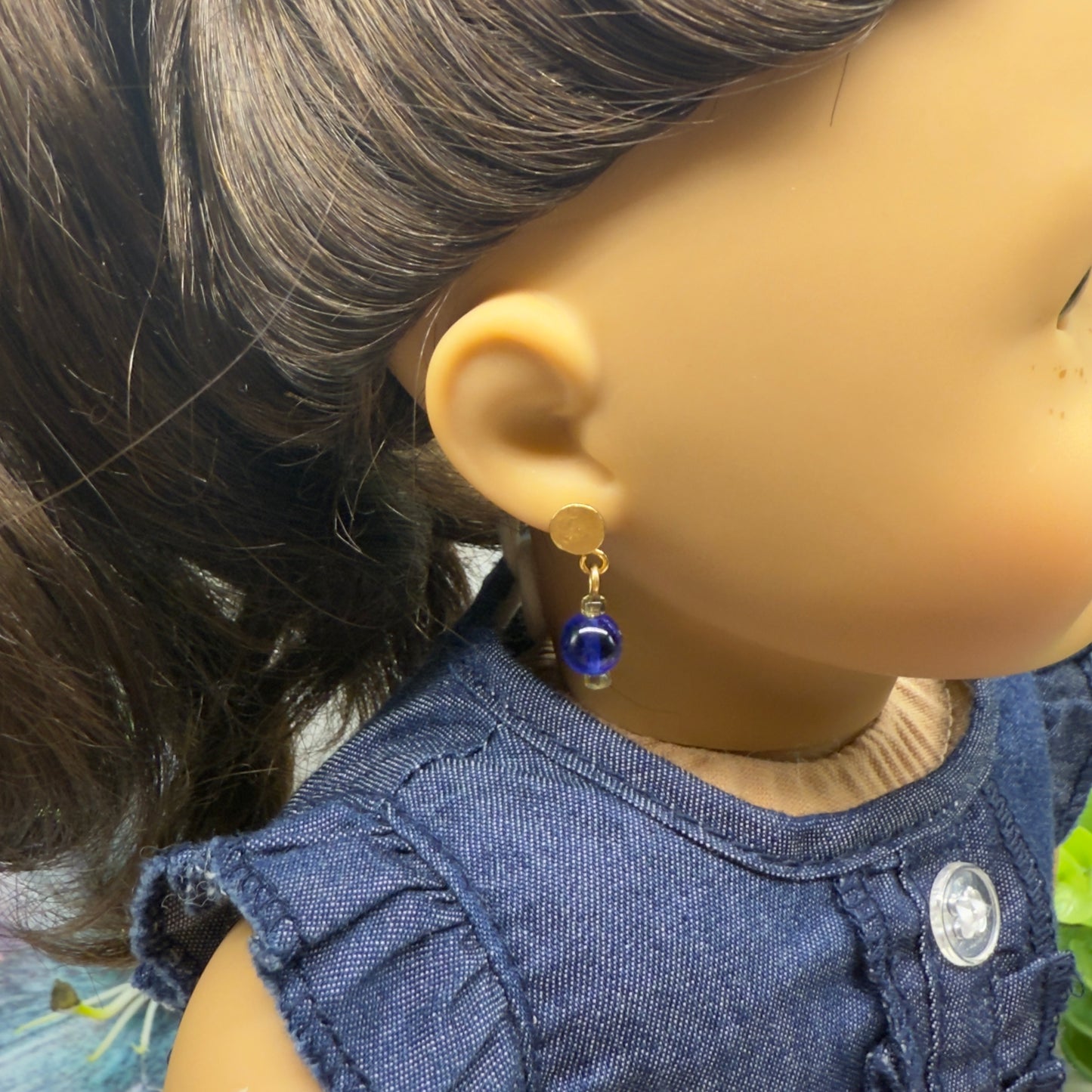 Blue Glass Drop Dangle Doll Earrings - DANGLE ONLY • 18” Fashion Doll Jewelry
