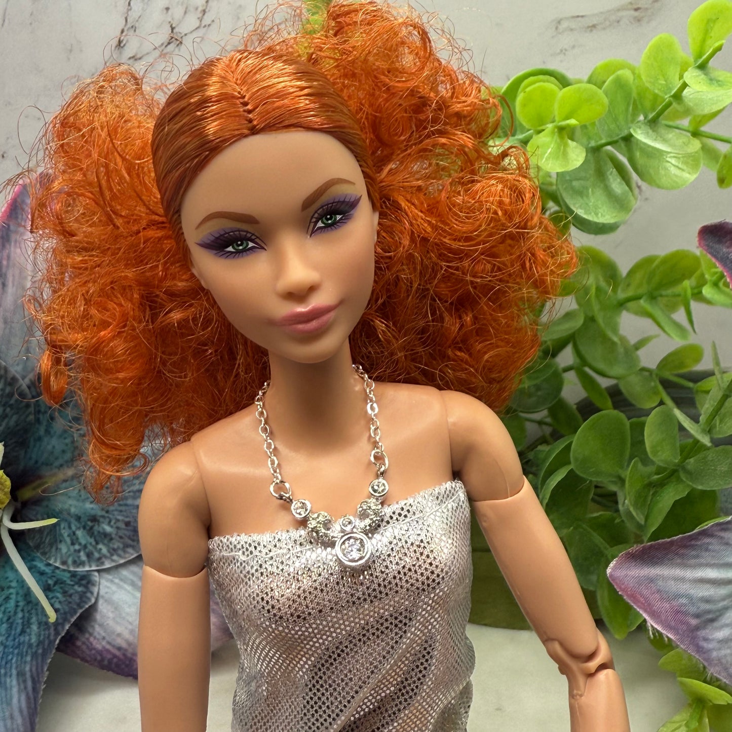 Silver Clear Rhinestone Doll Necklace • 10-12” 1:6 Fashion Doll Jewelry