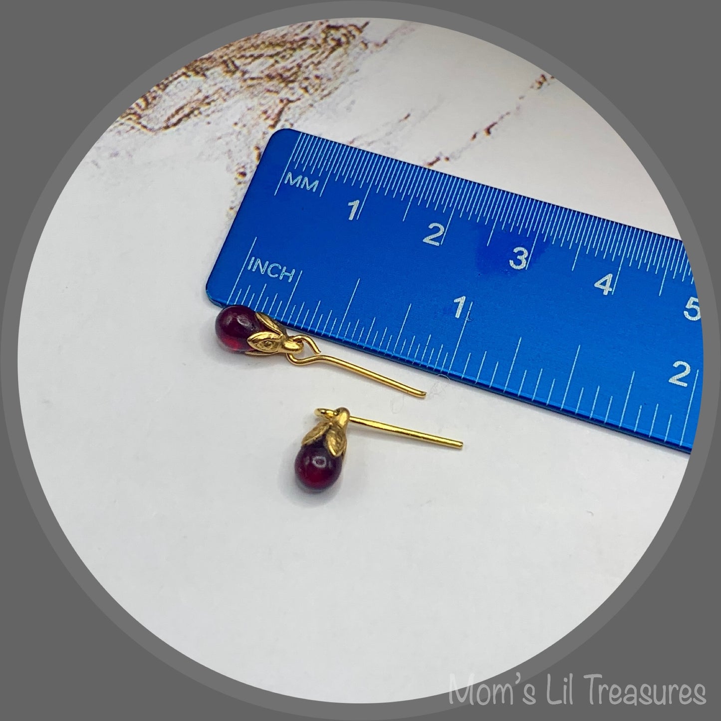 Wine Red Teardrop Glass Doll Necklace Earrings Set • 16” Fashion Doll Jewelry