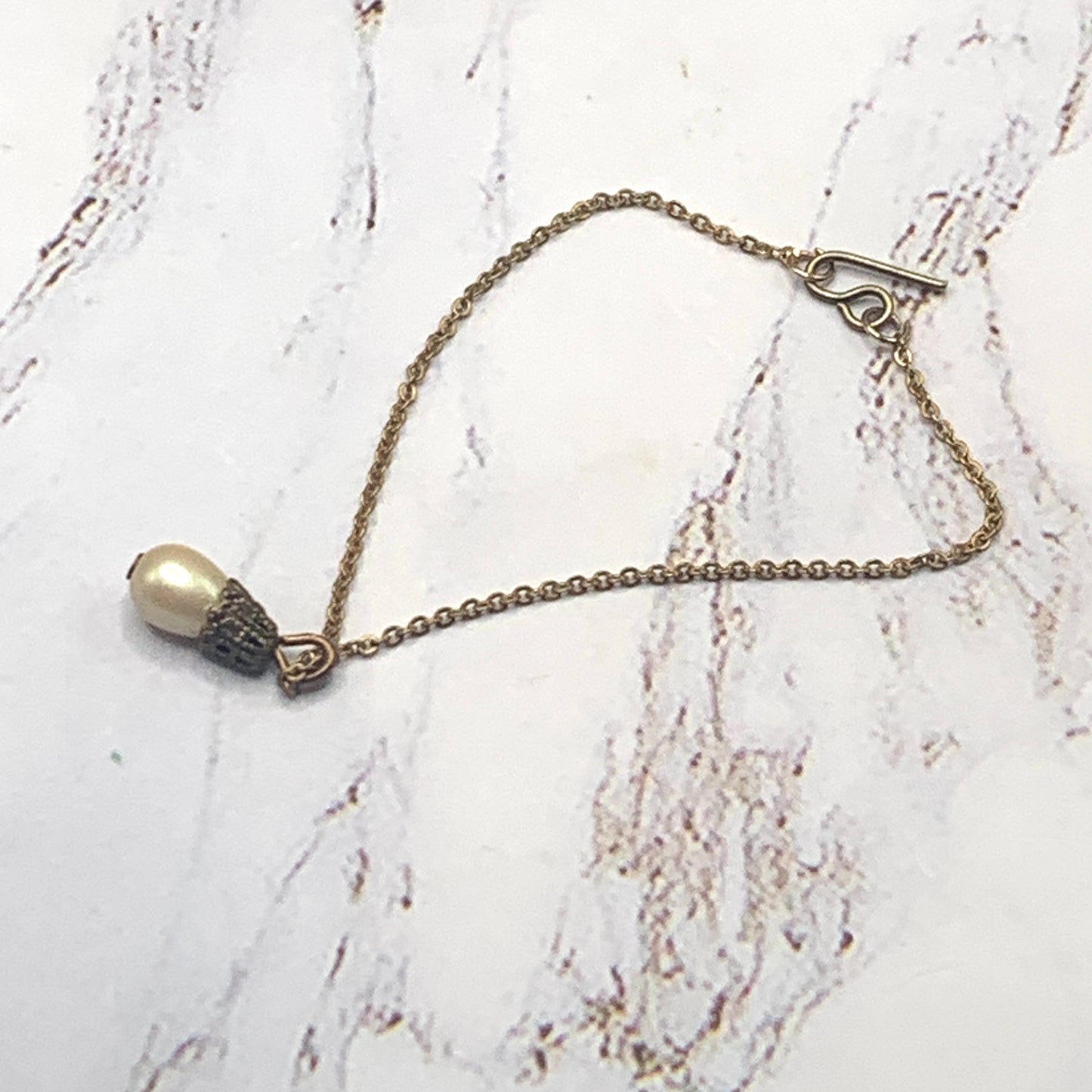 Pearl Drop Pendant Antique Gold Tone Doll Necklace • 16 Inch Fashion Doll