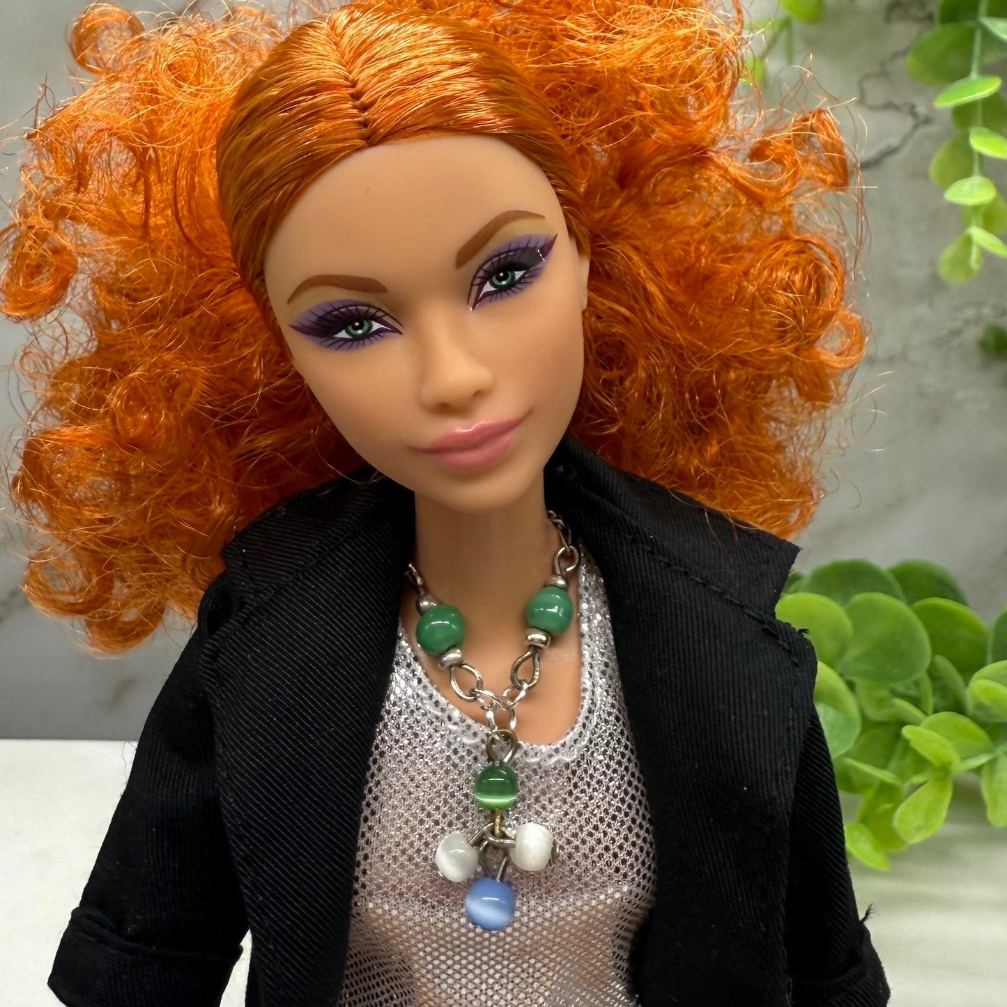 Green Blue White Dangle Doll Necklace • 10 - 12” Fashion Doll Jewelry 1:6