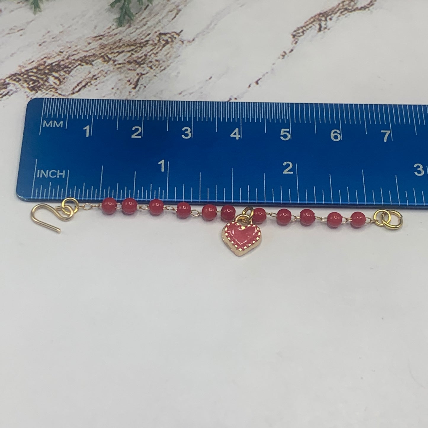 Red Heart Beaded Gold Chain Doll Necklace Earring Set 10-12” Doll Rainbow High