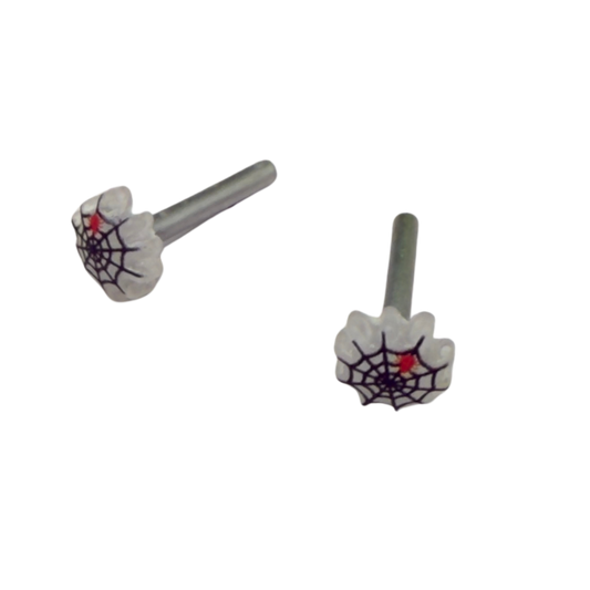 Spider Web Halloween Post Doll Earrings • 2mm Post • fits 18” American Girl Doll