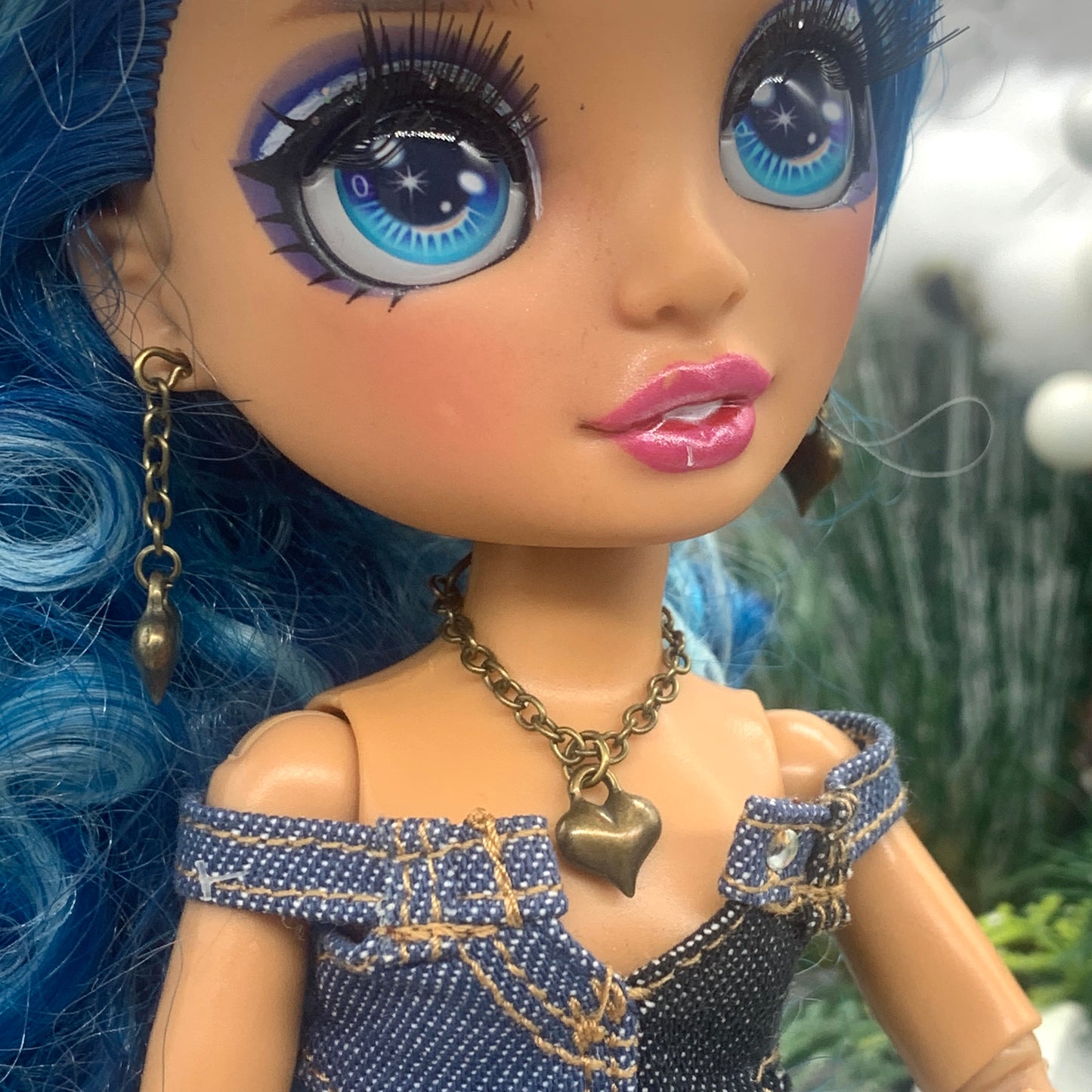 Heart Charm Chain Doll Necklace Earring Set for 10-12” Dolls fits Rainbow High