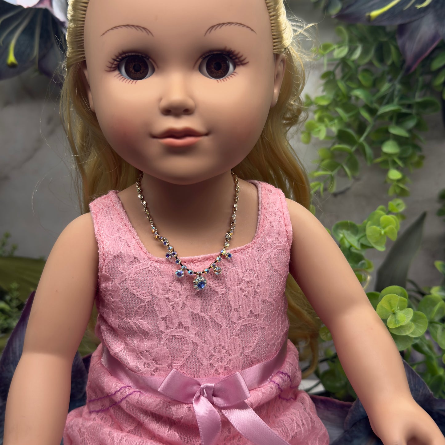 AB Aurora Borealis Rhinestone Doll Necklace• 18 Inch Fashion Doll Jewelry