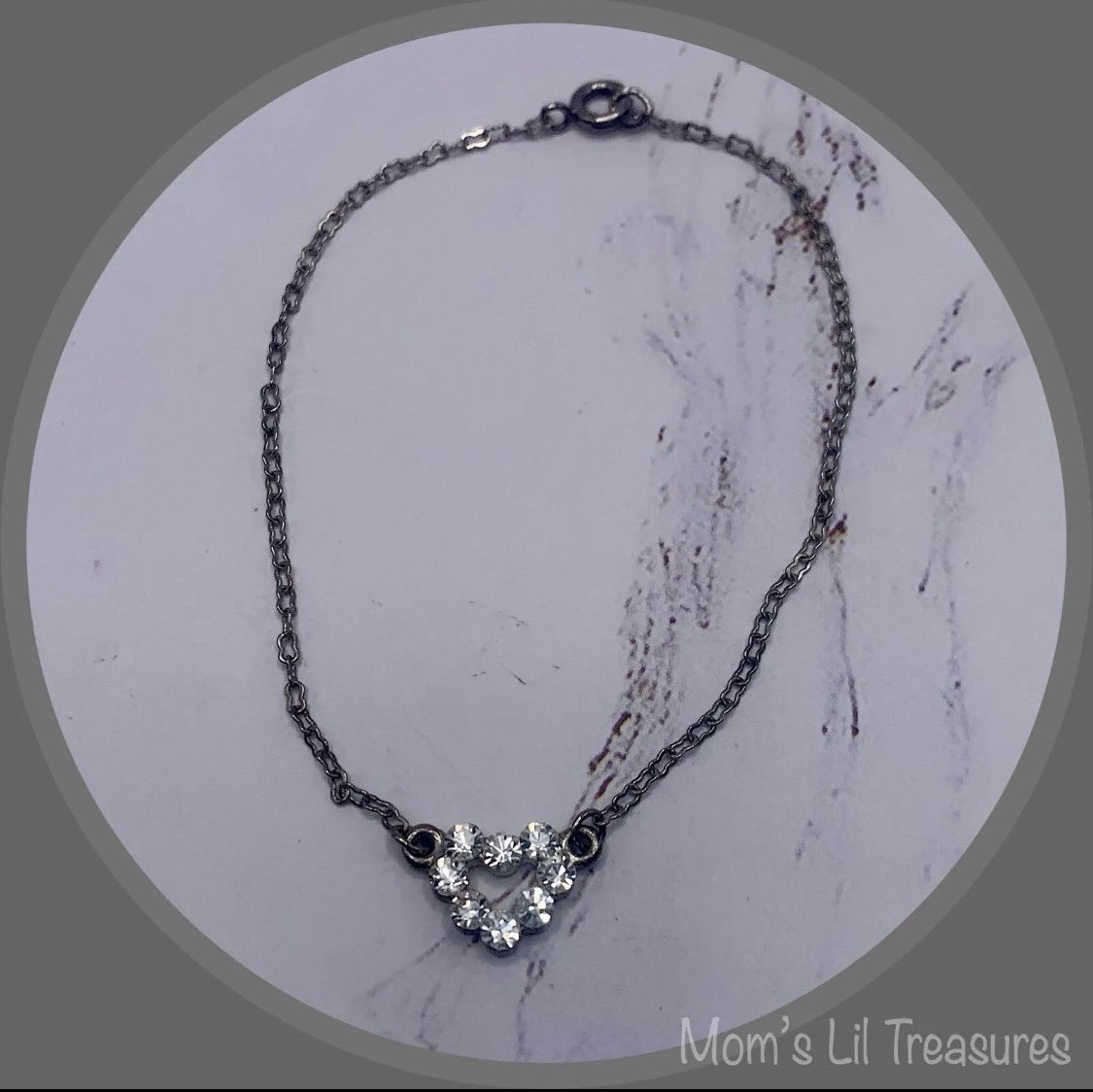 Silver Chain Rhinestone Heart Pendant Doll Necklace •18 Inch Fashion Doll Jewelry