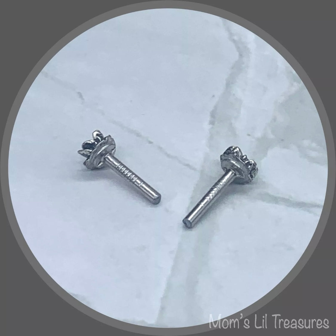 Silver Flower Rose Post Doll Earrings • 2mm Post • fits 18” American Girl Doll