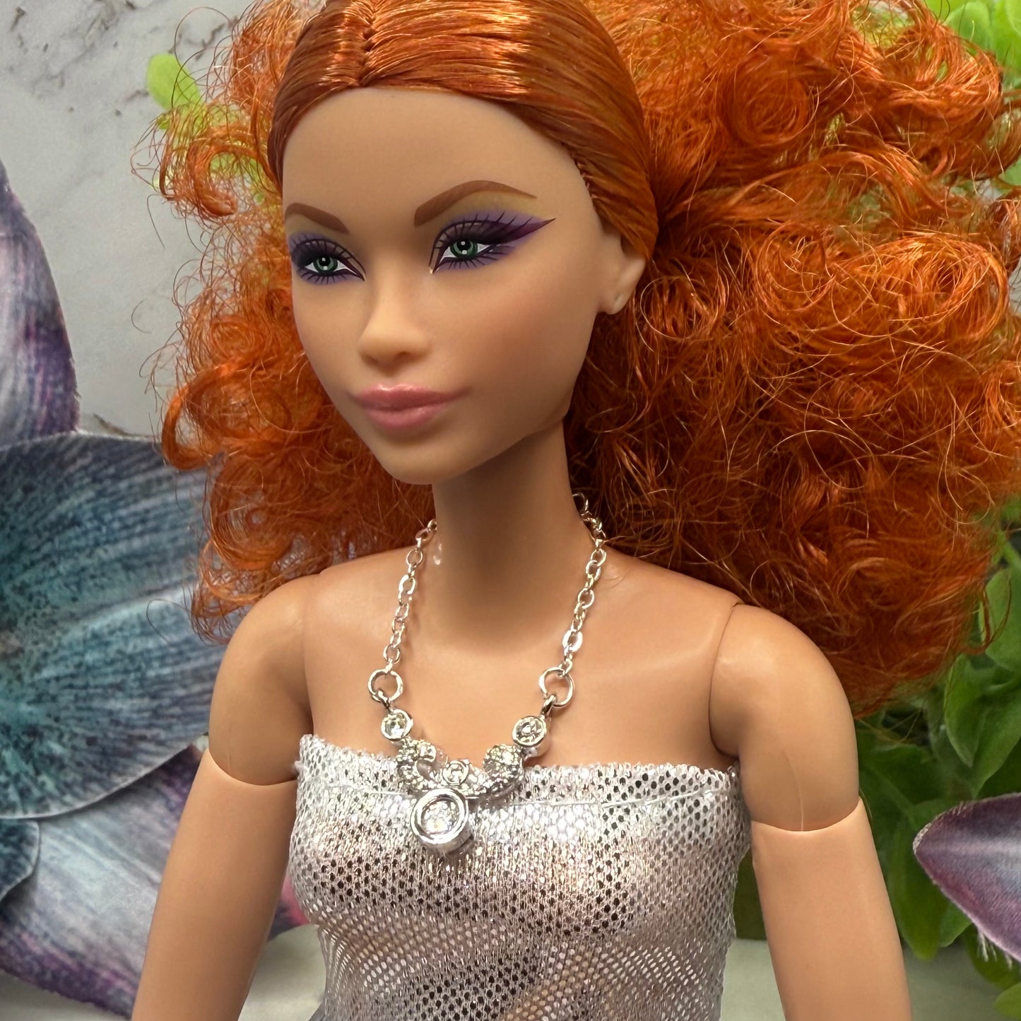 Silver Clear Rhinestone Doll Necklace • 10-12” 1:6 Fashion Doll Jewelry