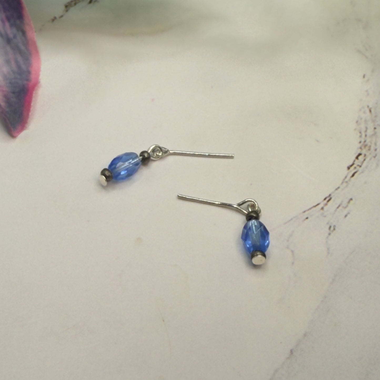 Blue Glass Crystal Dangle Doll Earrings• 18 Inch Fashion Doll Jewelry
