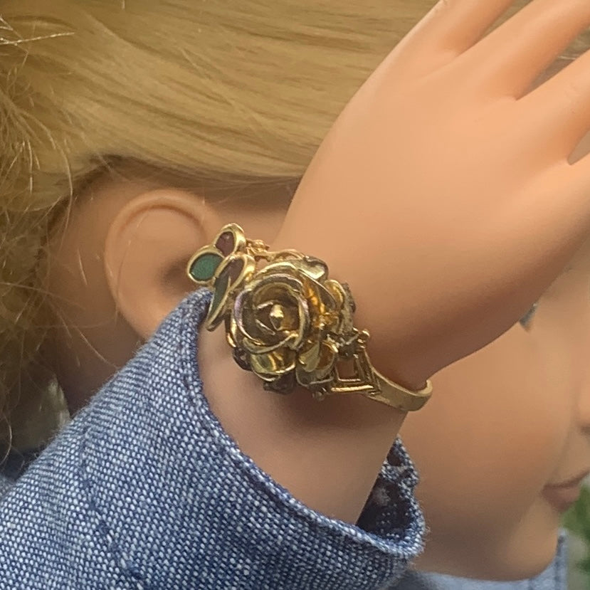 Gold Flower Rose Design Butterfly Bangle Doll Bracelet
• 18” Fashion Doll Jewelry