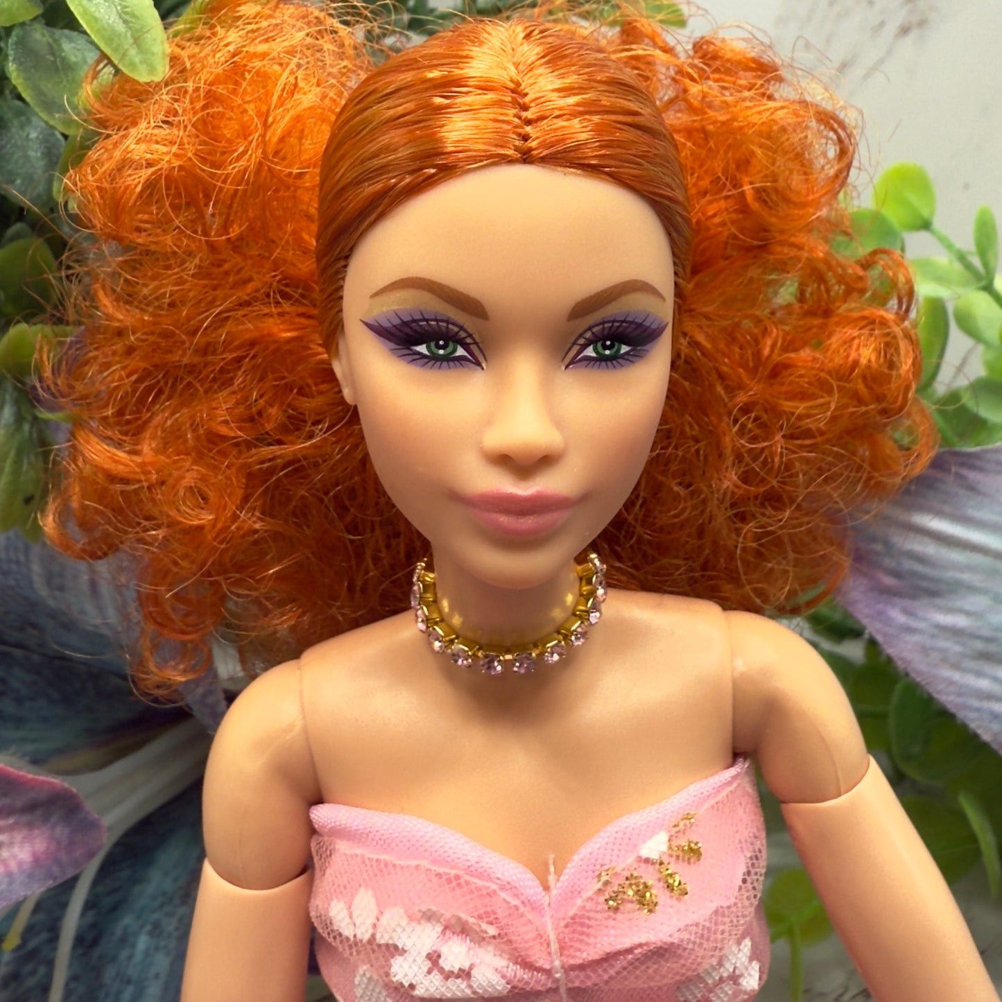 Pink Rhinestone Choker Doll Necklace • 10-12” 1:6 Fashion Doll Jewelry