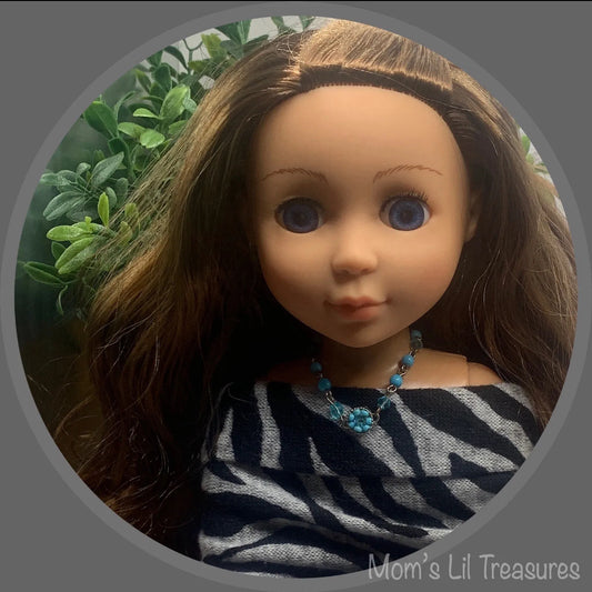 Turquoise Bead Pendant Necklace for 14” Doll • 14 inch Fashion Doll Jewelry