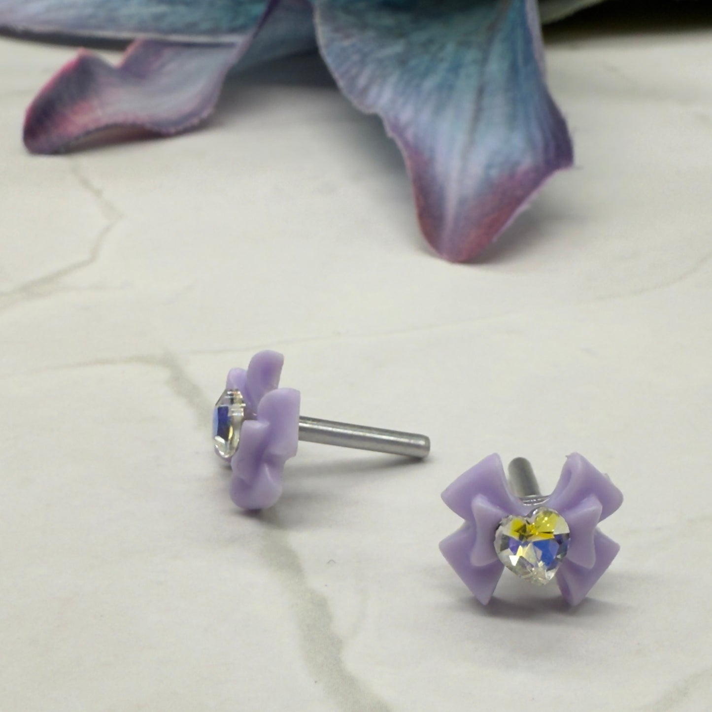 Purple Bow Rhinestone Heart Post Doll Earrings
•2mm Post fit 18 Inch Fashion Doll