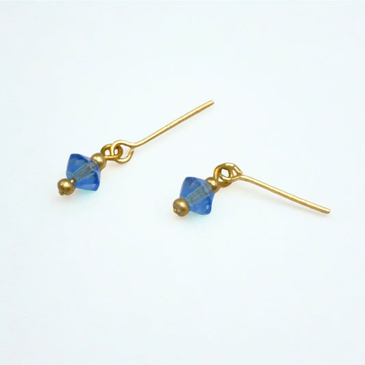 Blue Glass Crystal & Gold Dangle Doll Earrings • 16 Inch Fashion Doll Jewelry