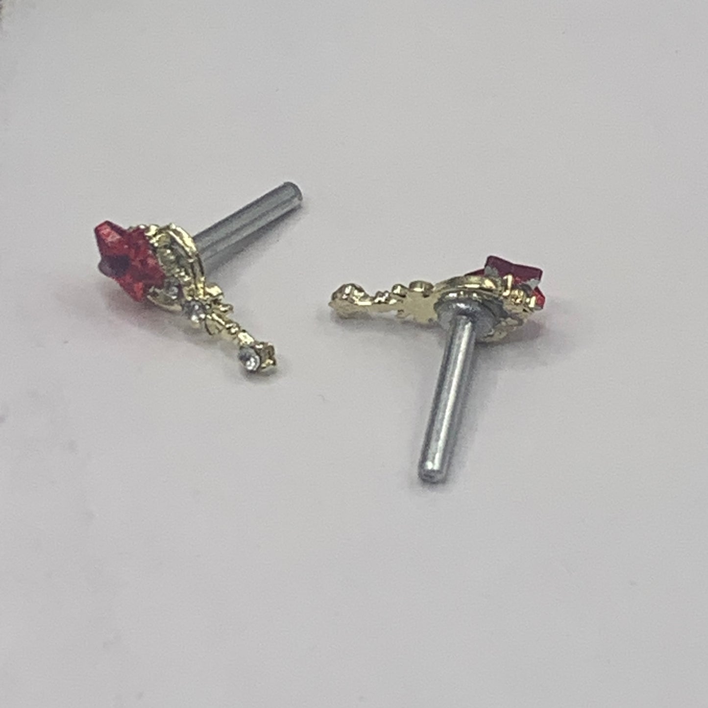 Red Rhinestone Star Heart Post Doll Earrings 2mm Post fit 18” American Girl Doll