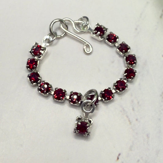 Ruby Red Rhinestone Doll Necklace • 10-12” 1:6 Fashion Doll Jewelry