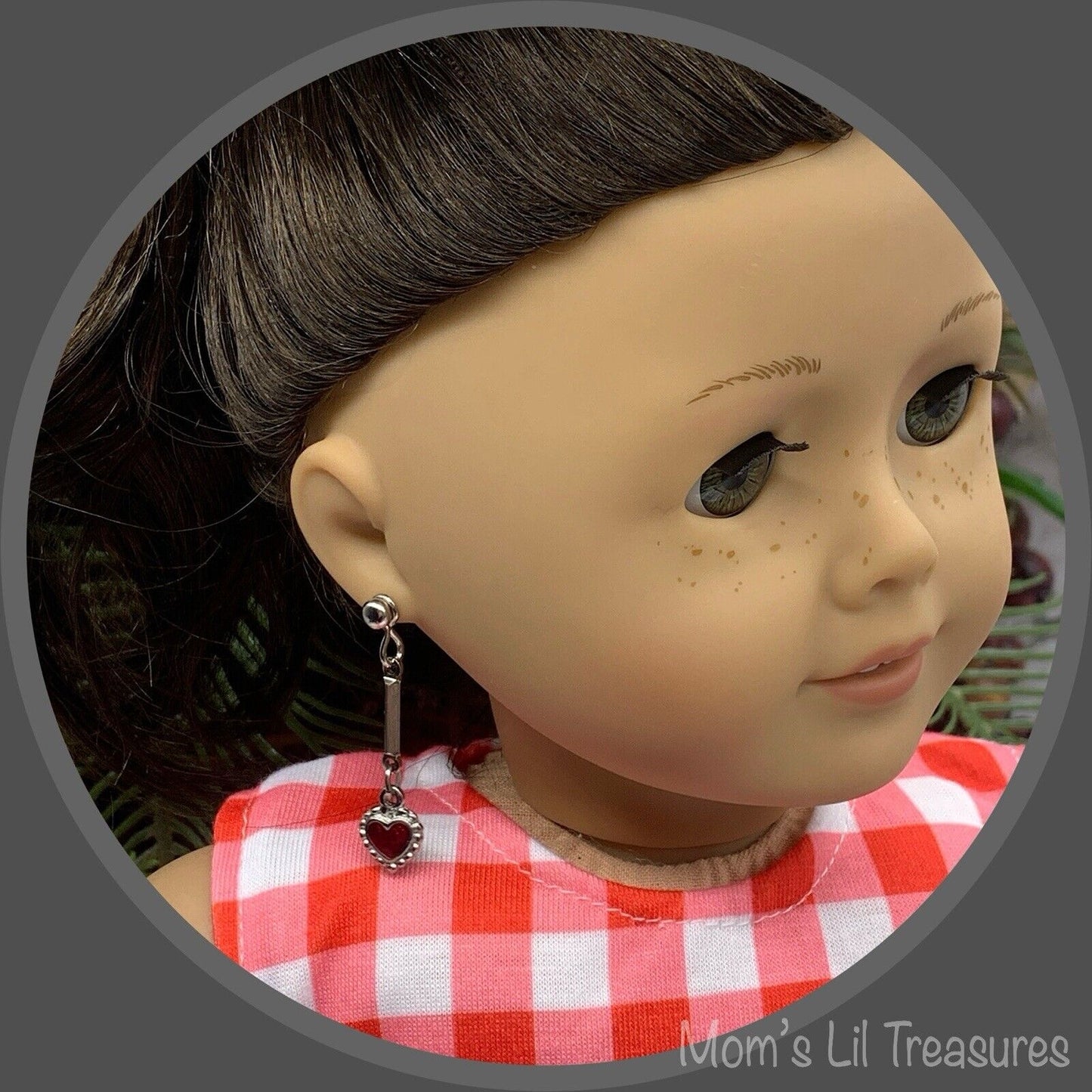 Red Enamel Silver Heart Doll Earring DANGLE ONLY • fit 2mm post Earrings