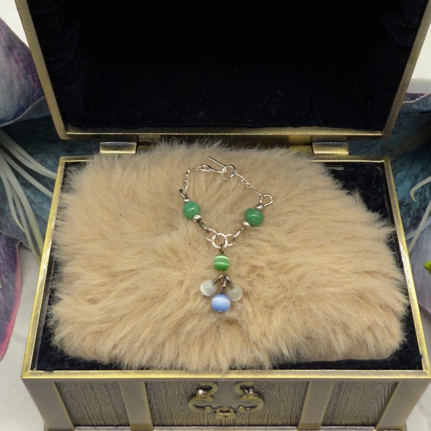 Green Blue White Dangle Doll Necklace • 10 - 12” Fashion Doll Jewelry 1:6