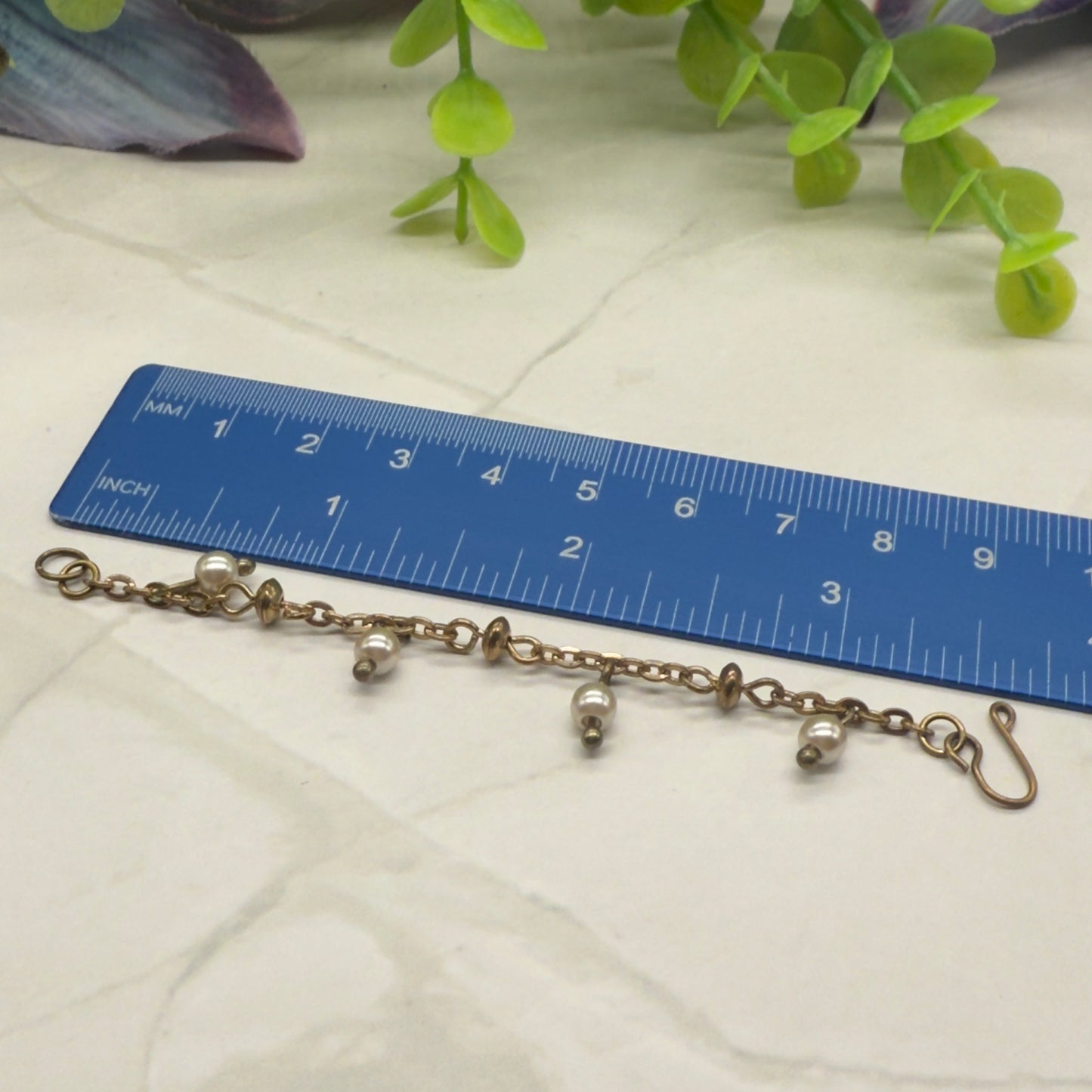 Pearl Dangle Gold Chain Doll Bracelet