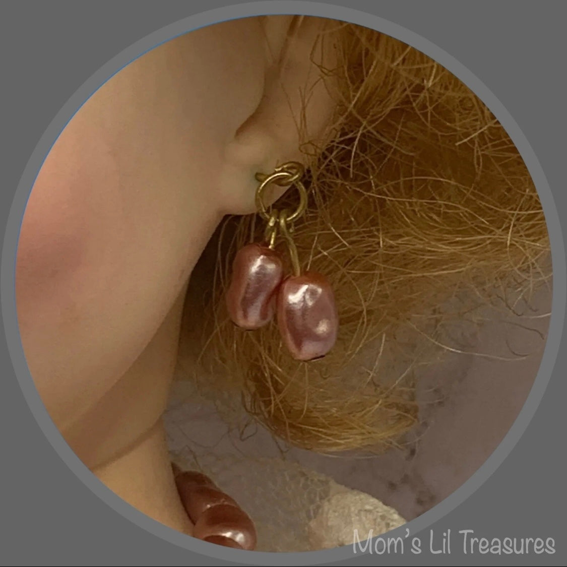 Light Purple Pearl Doll Necklace Earring Set • 18-22 Inch Vintage Doll Jewelry