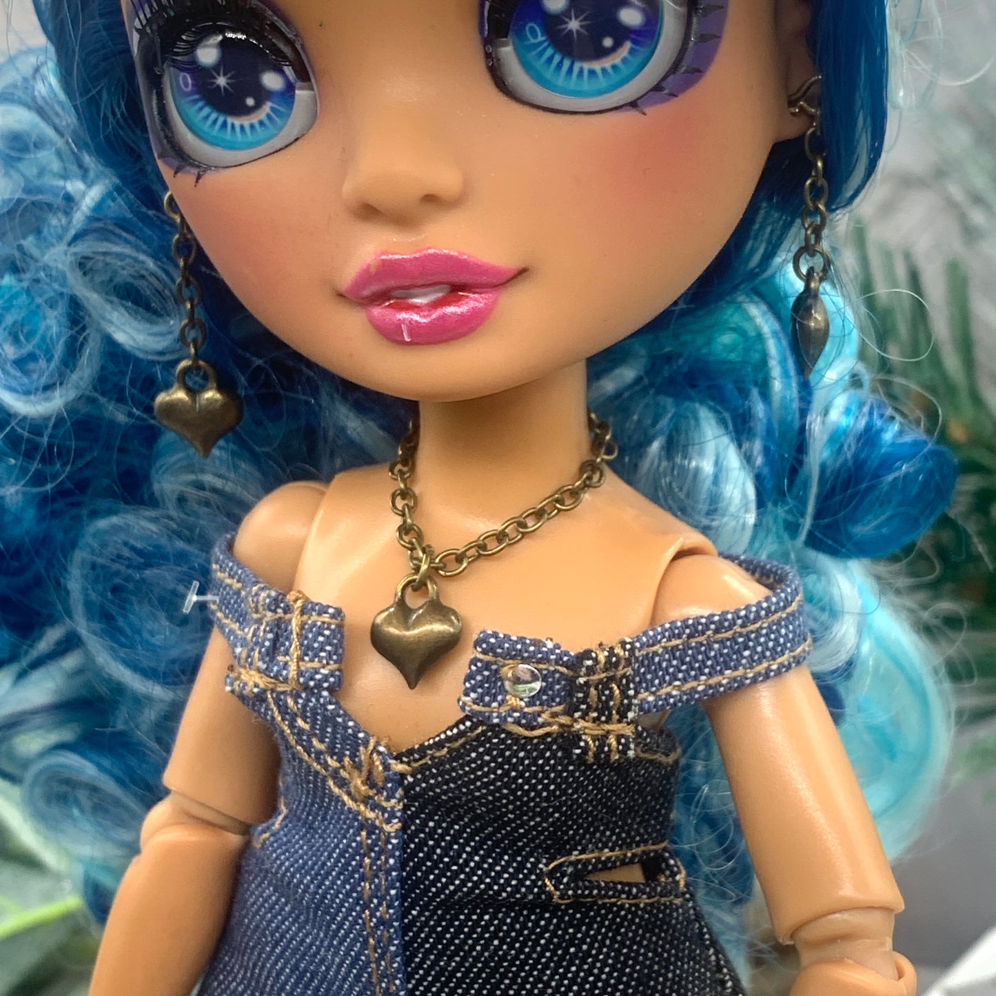 Heart Charm Chain Doll Necklace Earring Set for 10-12” Dolls fits Rainbow High