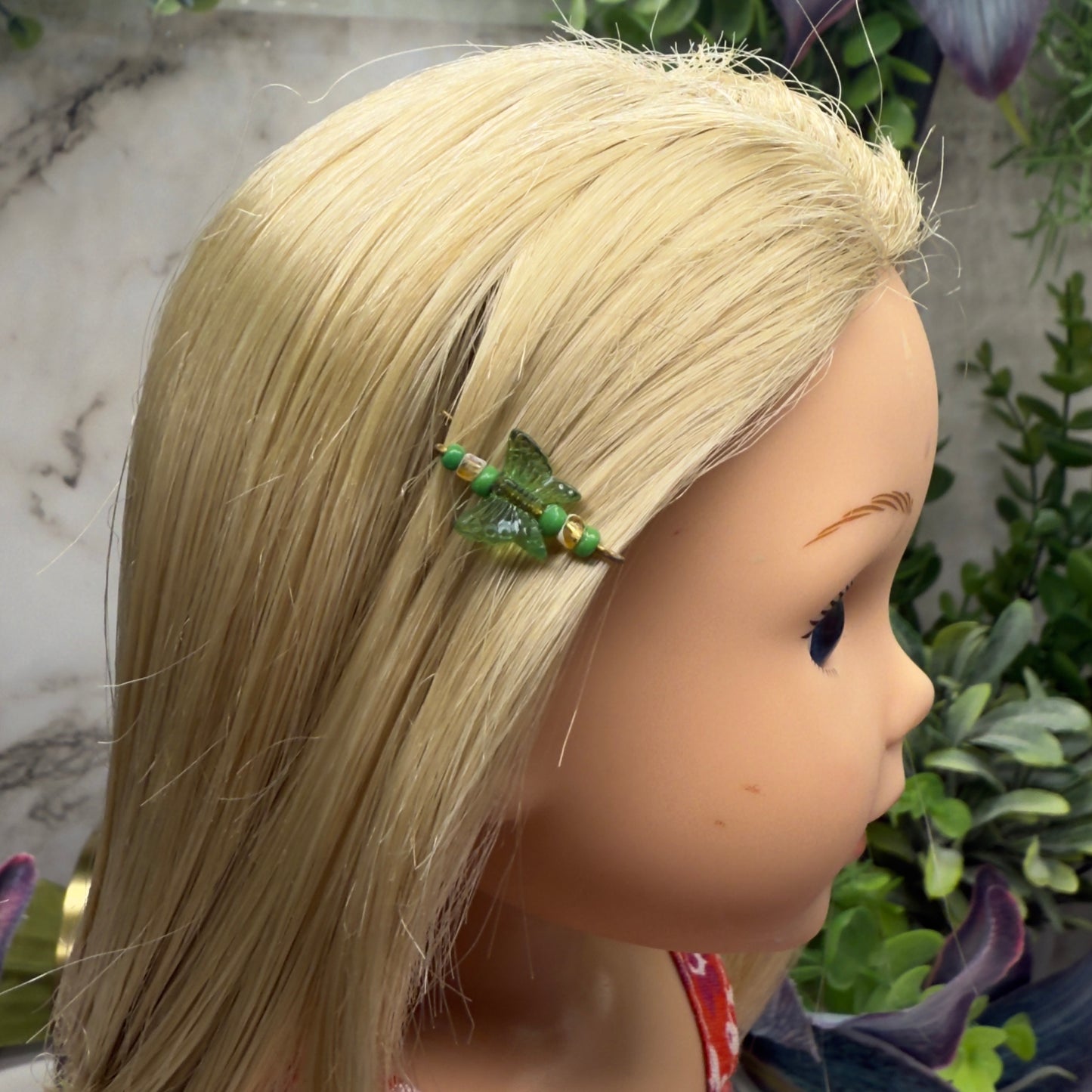 Green Butterfly Doll Hair Barrettes 14-18” Fashion Dolls • Doll Hair Accessories
