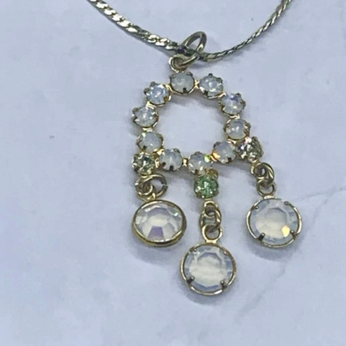 Crystal Rhinestone Gold Dangle Pendant Doll Necklace • 18” Fashion Doll Jewelry