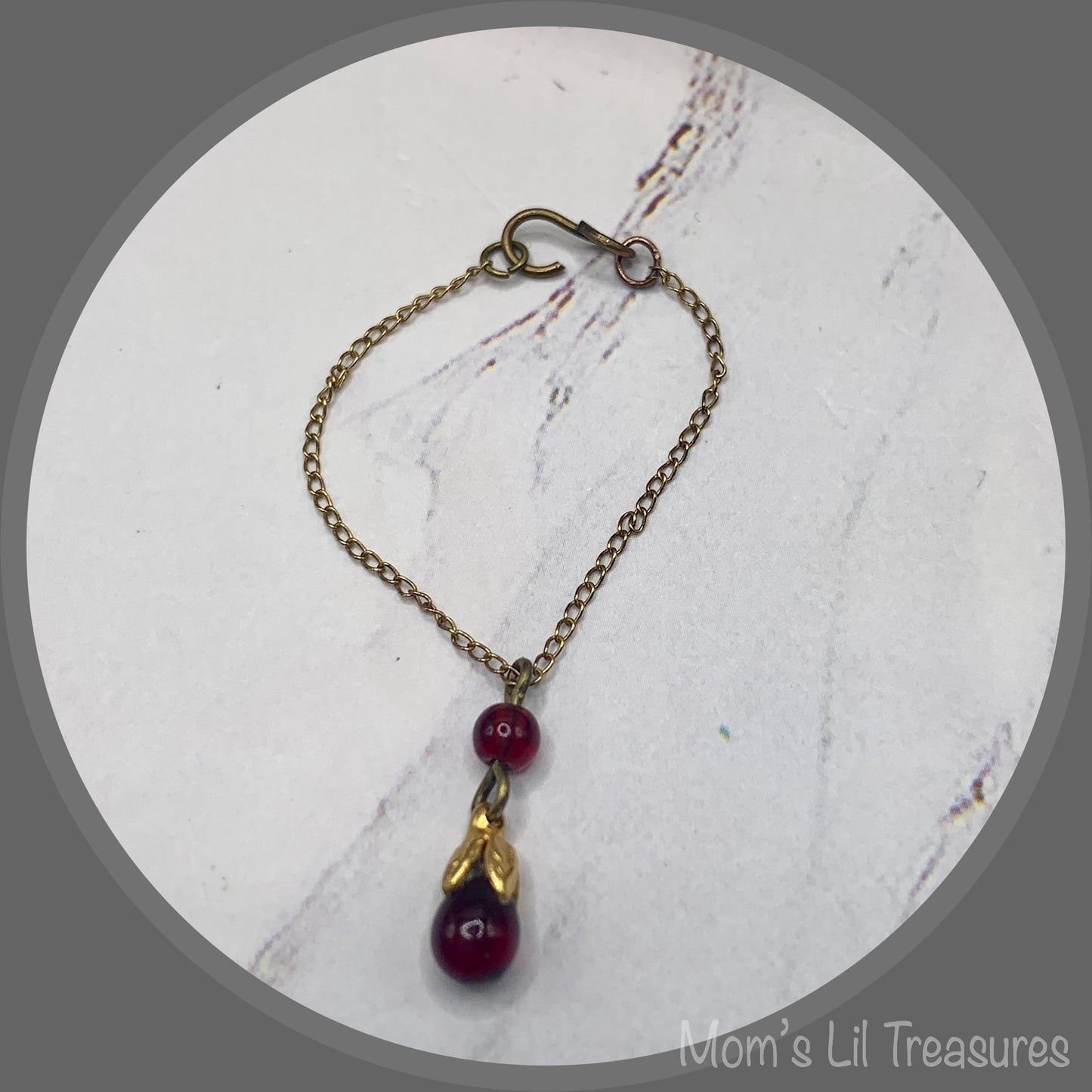 16” Fashion Doll Jewelry • Wine Red Teardrop Glass Doll Necklace Earrings Set