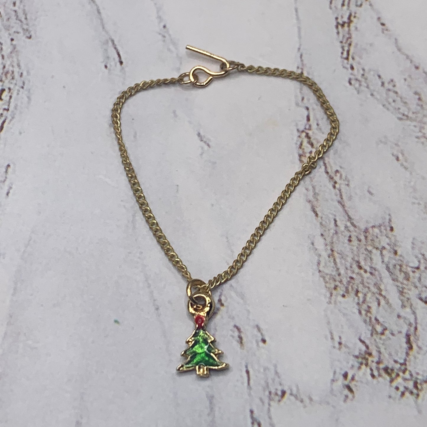 Christmas Tree Charm Gold Chain Doll Necklace • 16 inch Fashion Doll Jewelry