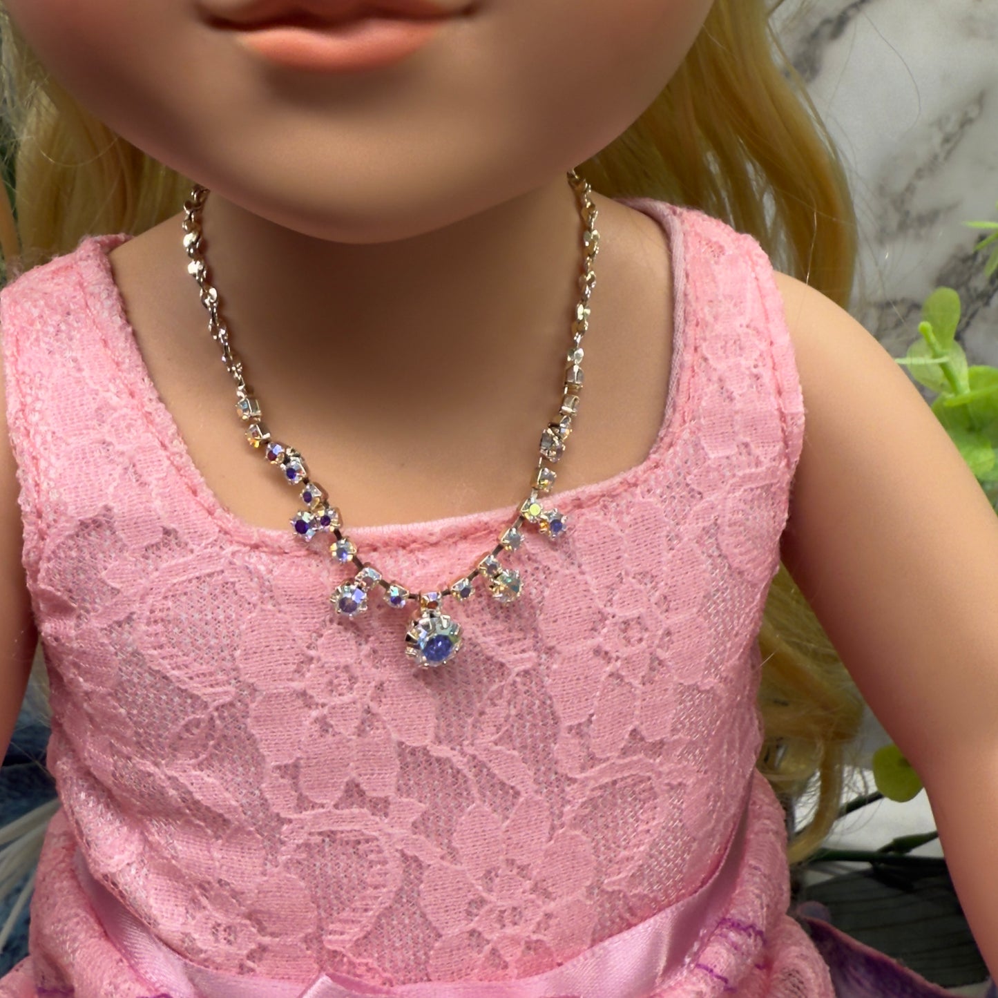 AB Aurora Borealis Rhinestone Doll Necklace• 18 Inch Fashion Doll Jewelry
