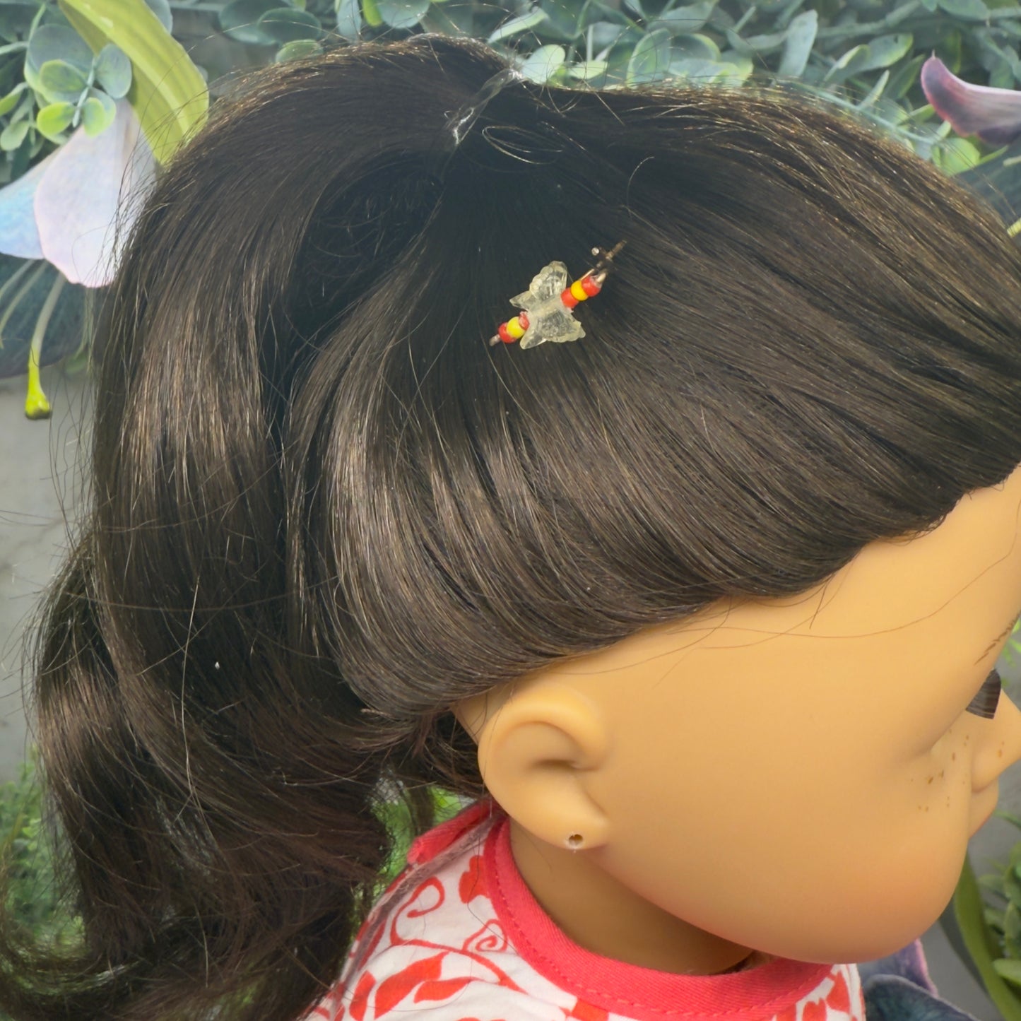 Light Yellow & Red Butterfly Doll Hair Barrettes 14-18” Fashion Dolls • Doll Hair Accessories
