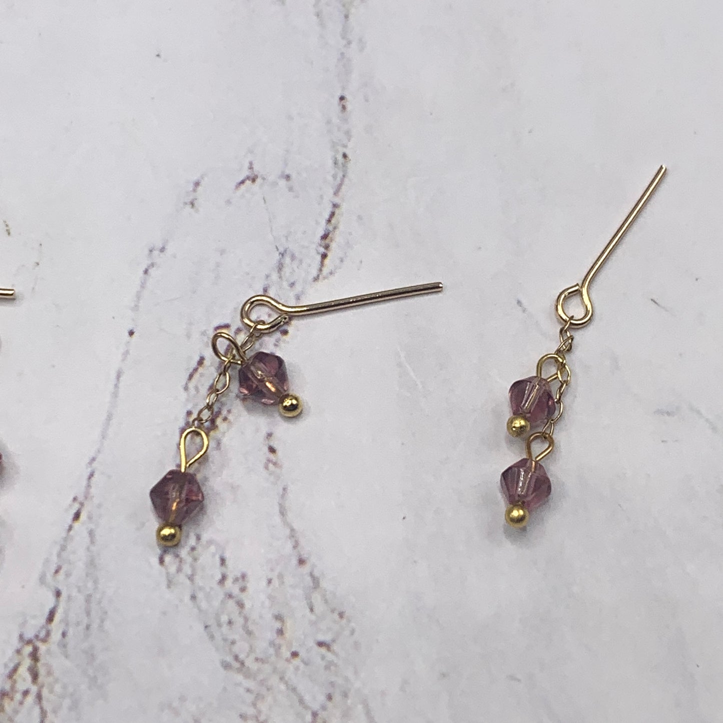 Purple Glass Teardrop Gold Doll Necklace Earrings Set • 16” Fashion Doll Jewelry