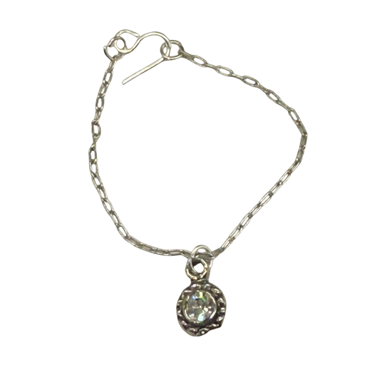 Round Clear Rhinestone Pendant Silver Chain Doll Necklace