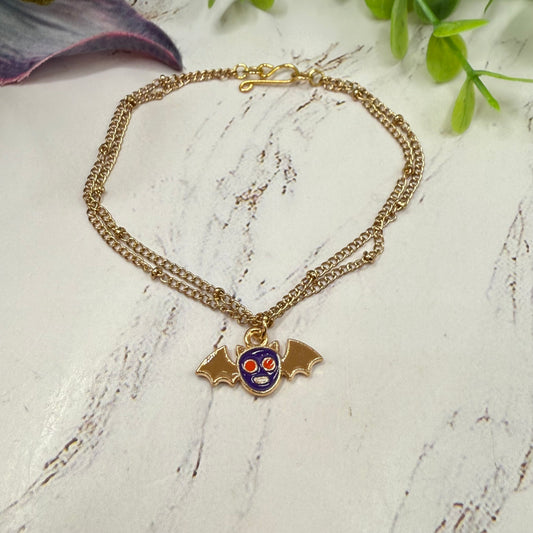 ✨Handmade Doll Jewelry Designed to Fit popular 18 Inch Fashion Dolls: add some “Spooky Halloween 🎃” style to your favorite doll!✨
Cartoon Bat Pendant Double Gold Tone Chain Doll Necklace Halloween