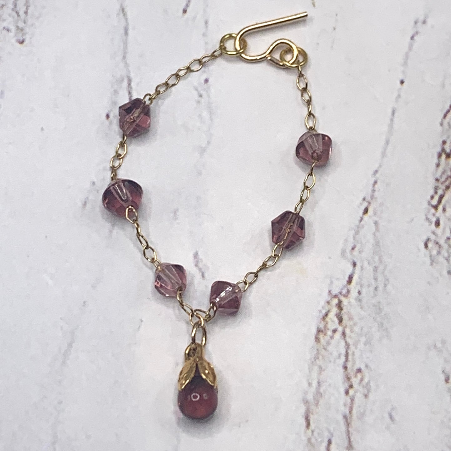 Purple Glass Teardrop Gold Doll Necklace Earrings Set • 16” Fashion Doll Jewelry