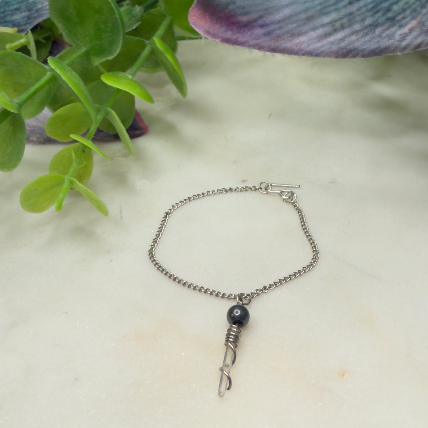 Metallic Gray Quartz Crystal Pendant Doll Necklace • 16 Inch Fashion Doll Jewelry