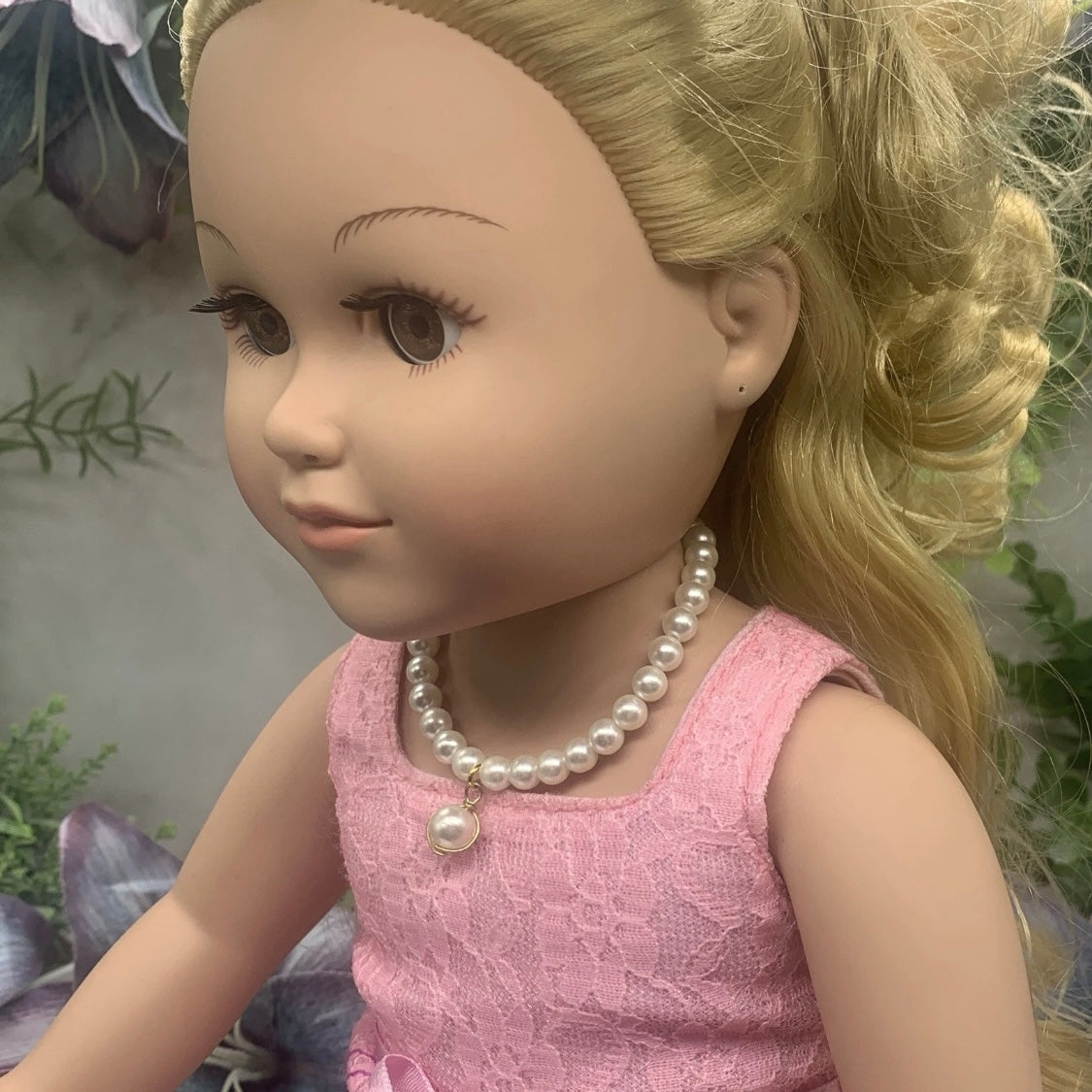 Pearl Strand Doll Necklace W/ Pendant • 18 Inch Fashion Doll Jewelry