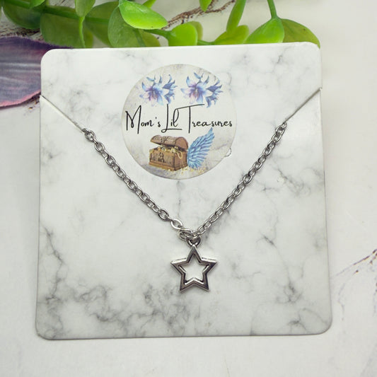 Open Work Silver Star Charm Doll Necklace for 16 Inch Fashion Doll