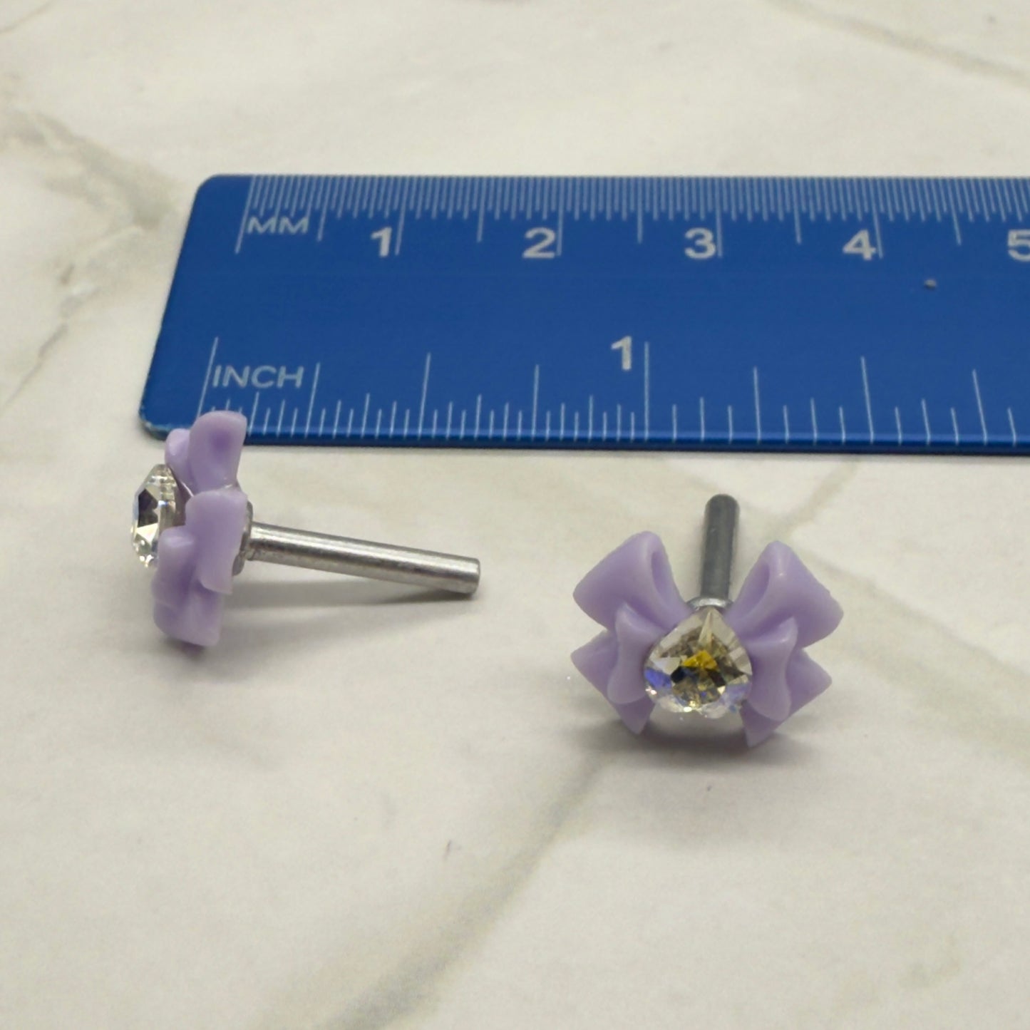 Purple Bow Rhinestone Heart Post Doll Earrings
•2mm Post fit 18 Inch Fashion Doll