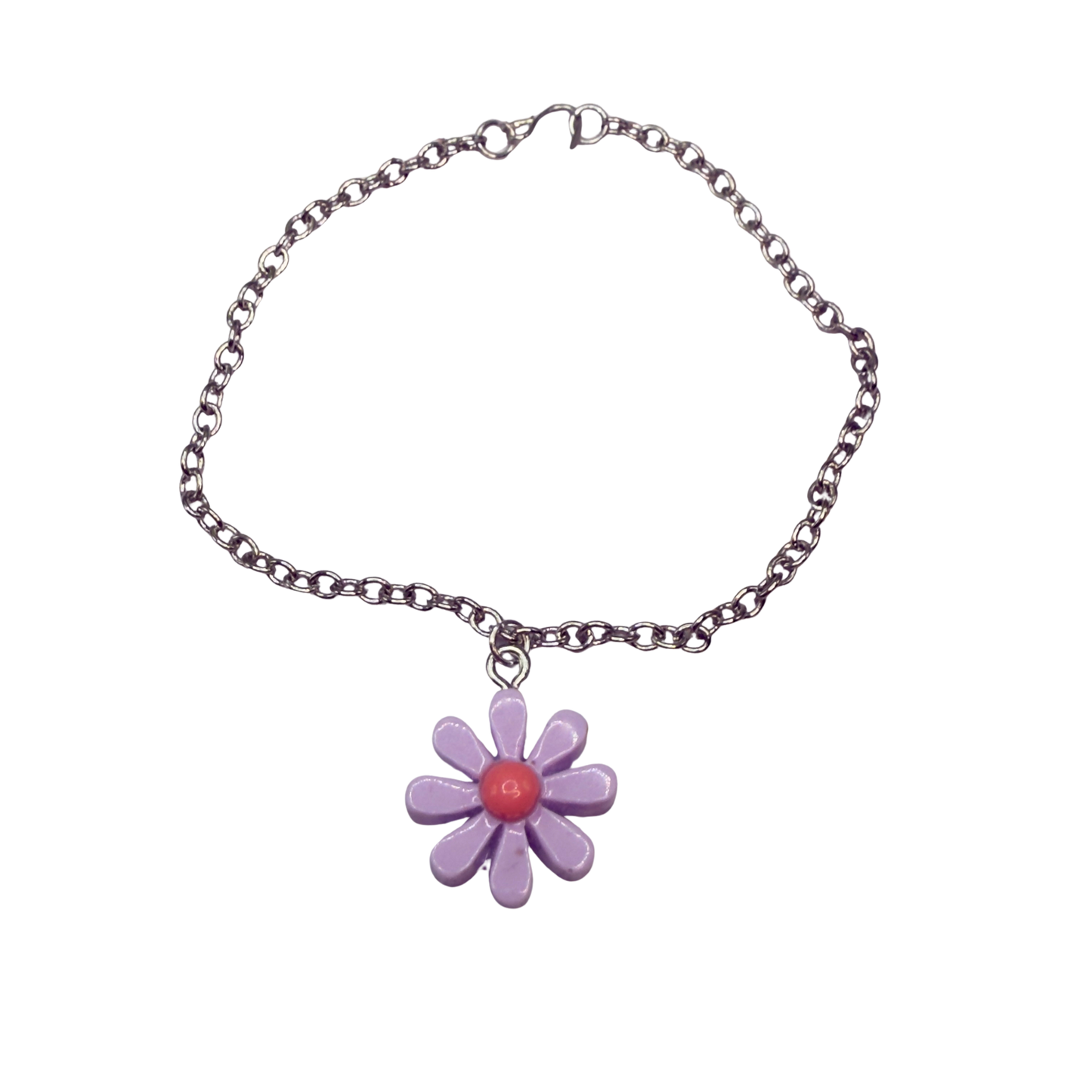 Purple Flower Daisy Charm Silver Chain Doll Necklace• 18 Inch Fashion Doll Jewelry