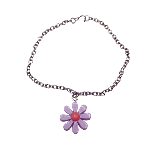 Purple Flower Daisy Charm Silver Chain Doll Necklace• 18 Inch Fashion Doll Jewelry