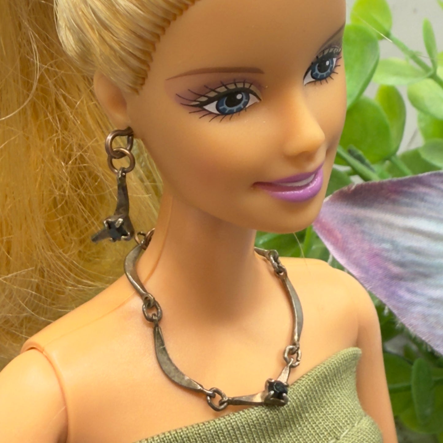 Copper Bronze Black Rhinestone Doll Necklace • 10-12” 1:6 Fashion Doll Jewelry