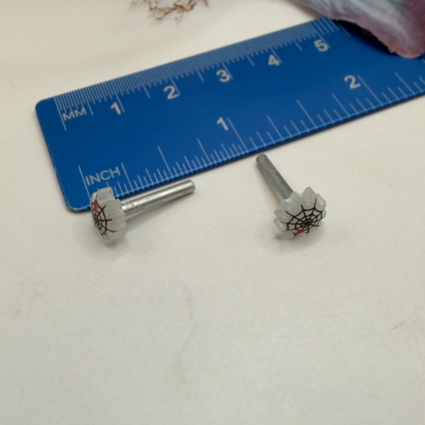 Spider Web Halloween Post Doll Earrings • 2mm Post • fits 18” American Girl Doll